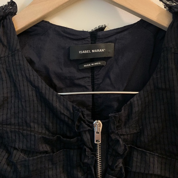 Isabel Marant Ruched Zip Blouse in Black Cotton - Picture 6 of 10